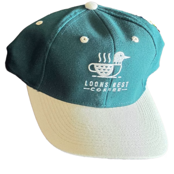 Green hat with brown bill